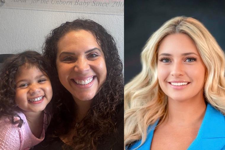 Kaylie Williams, left, age 3, survived the abortion pill after her mom, Jessica Williams, center, had an abortion pill reversal. Haile McAnally, right, almost bled out at 19 after taking abortion pills prescribed at an in-person abortion clinic.