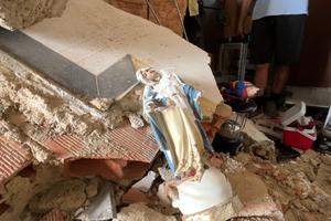 An image of the Blessed Virgin damaged by the devastating earthquakes on June 24, 2026, in Venezuela.