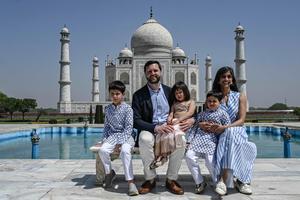 The Vance family is seen here during their visit to the Taj Mahal on April 23, 2025 in Agra, India.