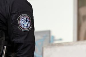 A U.S. Customs and Border Protection officer is seen in Los Angeles on June10, 2025.