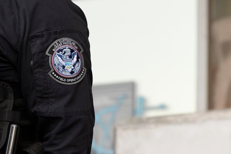 A U.S. Customs and Border Protection officer is seen in Los Angeles on June10, 2025.