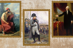L to R: Ditlev Blunck, ‘Odysseus on the Island of Calypso’; Édouard Detaille, ‘Napoleon in 1806’; George Washington Lansdowne portrait (1796) by Gilbert Stuart 
