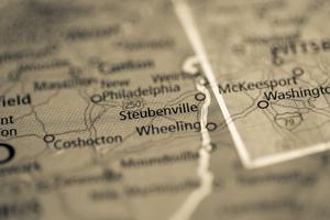 Steubenville, Ohio on a map. 